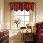 Rust Classic Velvet Valance 52x18 Inch 1 Panel | Earth Tone Wavy Kitchen Curtains, Vintage Window Treatment for Living Room, Bathroom, Small Windows, Christmas Decor