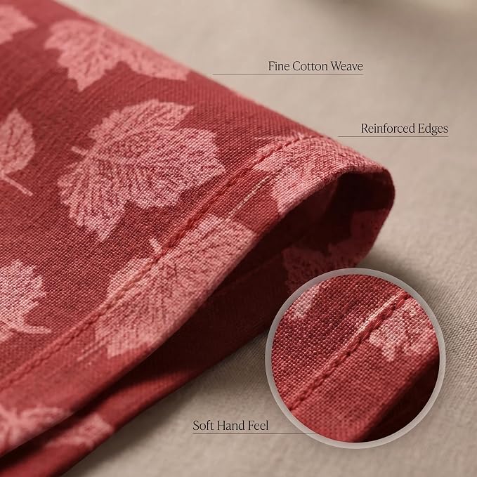 Urban Villa Cloth Napkins Cotton 20x20 (Set of 12) Brown Leaf Print