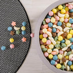 GOGOSO Ball Pit Balls Stars Moon Shapes Plastic Pitballs for Toddler Play Tent Baby Photo Props Kids Pool Water Toys Kiddie Pool Party Decor,Pink Blue Coffee,100pcs