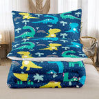 NINENINE Dark Blue Dinosaur Comforter Sets,Full Bedding Sets for Boys,Dinosaur Comforter Sets for Kids,Cartoon Bedding Sets with 1 Comforter 2Pillowcases