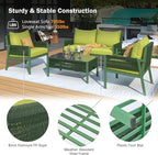 4 Piece Patio Furniture Set, Outdoor FSC Certified Acacia Wood Conversation Set, All-Weather Rope Sofa Set w/Tempered Glass Table, Loveseat for Lawn Balcony Poolside, Backyard, Backyard