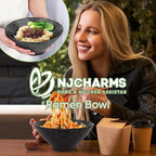 NJCHARMS Ceramic Ramen Bowl Set of 2, 60 oz Japanese Noodle Soup Bowls with Spoons and Chopsticks for Ramen Soup Pho Udon Asian Noodles, Large Noodle Bowls(Black