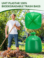 400 Count 100% Biodegradable and Compostable Trash Bags, 13-16 Gallon, 15 Microns, 24x24 Inches, Green Eco-Friendly