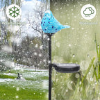 Afirst Decorative Solar Lights Outdoor Solar Bluebird Stake Lights Hand Blown Glass Decorative Garden Pathway Lights Outdoor Waterproof Glass Stakes