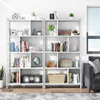 armocity White Bookshelf 5 Tier Tall Industrial Bookcase Wood Metal Frame Standing Book Shelf, Display Bookshelves Storage Organizer for Bedroom Living Room Home Office, White