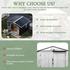 KEIKI Large 8x10 Metal Shed with Four Windows, Lockable Outdoor Storage Shed for Backyard, Tiny House Sheds, Metal Storage Shed for Tools & Equipment, Sheds and Outdoor Storage, Dark Gray