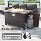 Kullavik 7 PCS Outdoor Patio Furniture Set with 43" 55000BTU Gas Propane Fire Pit Table PE Wicker Rattan Sectional Sofa Patio Conversation Sets for Outdoor,Grey