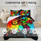 Axolotl Motocross Bedding Set Queen,Dirt Bike Comforter Set,Extreme Sports Bedding,Motorcycle Racer Comforter Set Motocross Comforter Motor Vehicles Biker For Boys Kids Teens Men,1 Quilt 2 Pillowcases