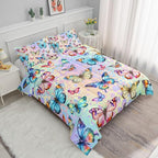 Datura home Kids Comforter Set Butterfly Printed Pattern Bedding Set with 1 Comforter and 2 Pillowcases for Girls Boys Bedroom All Season(Butterfly0 Full)