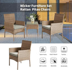 3 Pieces Patio Set Balcony Furniture Sets for Apartments.Bistro Furniture Set, Conversation Sets with Coffee Table, for Porch, Patio, Garden and Removable Cushions Grey