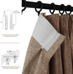 Extra Wide 100% Blackout Linen Textured Curtains - Room Dividers, W200 x L84 (1 Panel), Pinch Pleat Drapes for Living Room, Full Light Block Out Drapery for Sliding Door, Taupe