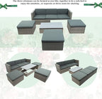 5 Pieces Patio Furniture Sets All Weather Wicker Rattan Sectional Sofa Outdoor Conversation with Adustable Backrest, Cushions, Ottomans and Lift Top Coffee Table for Poolside, Garden, Backyard
