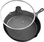 Utopia Kitchen Cast Iron Skillet 8 Inch with Lid Chefs Frying Pan Black | Chefs Pan, Pre Seasoned Skiller, Indoor and Outdoor Use, Grill Safe Cookware, Even Heat Distribution, Durable
