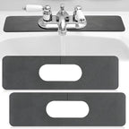 Tioncy 2 Pcs Faucet Mat Sink Splash Guard Oval-hole Oval Splash Pad for Kitchen Sink Oval Base Diatomite Faucet Mat for Bathroom Absorbent Mat Splatter Screens(Dark Gray)