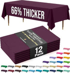 Exquisite 66% Thicker Premium Plastic Table Cloth Rectangle Table Cover 0.5 Mil 12 Pack Plum Table Cloth 54 Inch x 108 Inch Disposable Tablecloth Won't Tear Easily Like Cheap Thin Brands
