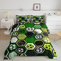 Erosebridal Boys Football Comforter Set King Soccer Sports Bedding Set Twin for Kids Teen,Geometric Honeycomb Down Comforter Hexagon Beehive Quilt Duvet Duvet Insert Green Black White 2 Pillow Cases