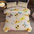 Tailor Shop Sunflower Comforter Sets Full Size,Sunflower Bedding Sets for Teens Kids Butterflies Comforter Sets,Butterfly Bedding Sets Vintage Yellow Flowers Bedding Sets with 2 Pillowcases