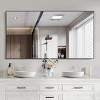Black Bathroom Mirror for Wall, 30x50 Inch Rectangle Mirrors with Metal Frame, Modern Vanity Wall Mirror Decor for Bathroom Living Room, Entryway Hangs Horizontal or Vertical