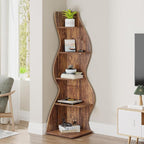 Small Corner Shelf, Modern 5-Tier Wall Corner Bookshelf, Stylish Bookcase Storage Rack for Small Space,Living Room. Bedroom