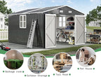 AMERLIFE 10x12x7 FT Metal Storage Shed with 2 Transparent Panels, Outdoor Tool Shed with Hinged Double Doors, Windows & Vents, Reinforced Steel Frame for Backyard Garden, DIY Workshop, Dark Gray