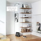 Nathan James Theo 6-Shelf Tall Bookcase, Wall Mount Bookshelf with Natural Wood Finish and Industrial Metal Frame, Rustic Oak/White