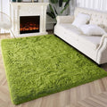 Super Soft Fluffy Shaggy Rugs for Living Room Bedroom, Fuzzy Plush Area Rugs for Girls Kids Room Nursery Home Decor, Furry Dorm Rug Cute Non-Slip Indoor Floor Carpet 5x8 Feet, Green