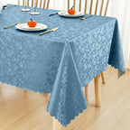 Smiry Square Waterproof Heavy Duty Vinyl Tablecloths, 54 x 54 Inch | Wipeable Washable Floral Embossed Table Cover for Kitchen and Dining Room, Indoor & Outdoor Use, Stone Blue