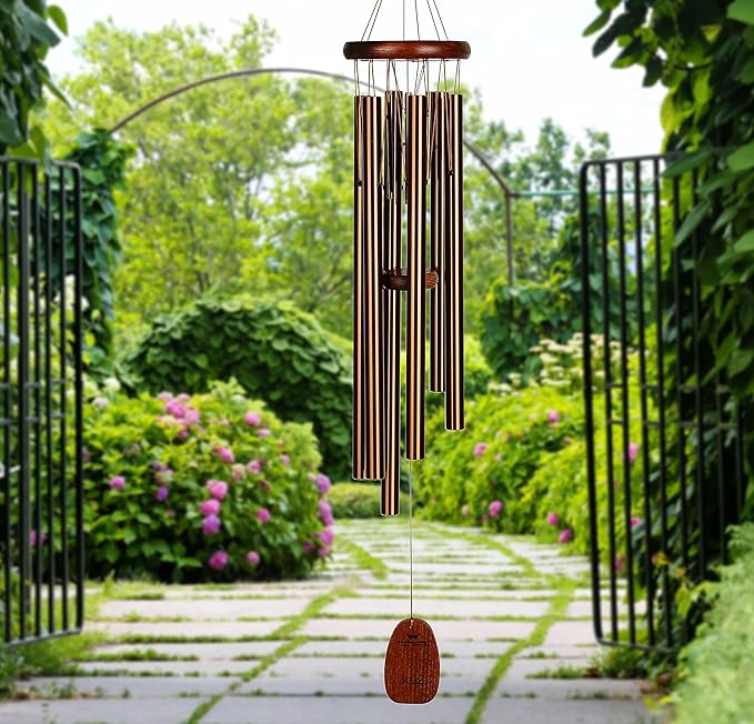 Woodstock Wind Chimes for Outside, Garden, Patio, Porch and Outdoor Decor (32") Pachelbel Canon Chime Bronze Wind Chime Gifts (PCCB)