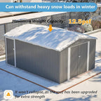 10x14 FT Outdoor Metal Storage Shed with Side Door & Floor Frame, Extra-Large Tool Shed with Lockable Double Doors, Weatherproof Garden Shed for Backyard, Lawn Equipment and Patio Storage