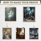 LANCHI95 6 Pcs 8x10in Halloween Wall Art Prints, Vintage Posters, Cute Ghost Pictures for Bedroom Decor (UNFRAMED)