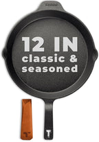Classic Cast Iron Skillet 12 Inch | No PFAS I German-Engineered | Naturally Non-Stick Cast Iron Pan Set | Oven Safe Skillet | Cast Iron Cookware Set | 20-Year Refund I Steak Pan