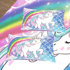 Tailor Shop Unicorn Comforter Sets Queen Size,Blue Unicorn Bedding Sets for Girls Kids Teens with 2 Pillowcase……