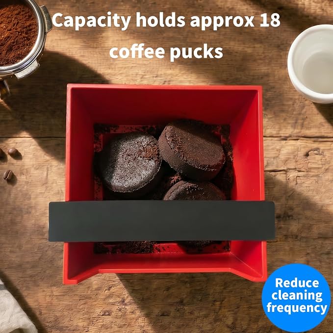 Espresso Knock Box, 5.4 in, Barista Style Espresso Grounds Knock Box, Removable Silicone Knock Rod, Silicone Non-Slip Base, Espresso Maker Accessory (Blue)