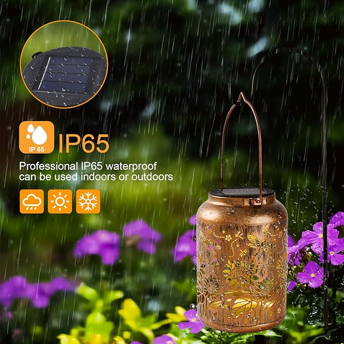 Sunflower Solar Lantern, Birthday Gifts for Women, Outdoor Waterproof LED Decorative Garden Lights for Lawn, Landscape, Patio, Porch Hanging Solar Lights for Ladies, Mom, Grandma