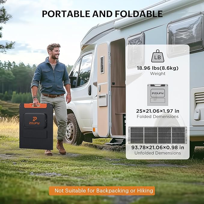 Upgraded 200 Watt Portable Solar Panel with Solar Angle Guide,20V Foldable Solar Charger for Power Station,23.5% High Efficiency IP67 Waterproof 4 Adjustable Kickstands for Camping RV Hurricane
