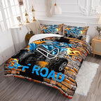Axolotl Quad Bike Bedding Set Twin,Dirt Bike Comforter Set,Extreme Sports Bedding Set,Sports Theme Comforter Set,Tractor Truck Bedding,Motorcycle Comforter for Kids Boys Teens,1 Quilt 2 Pillowcases