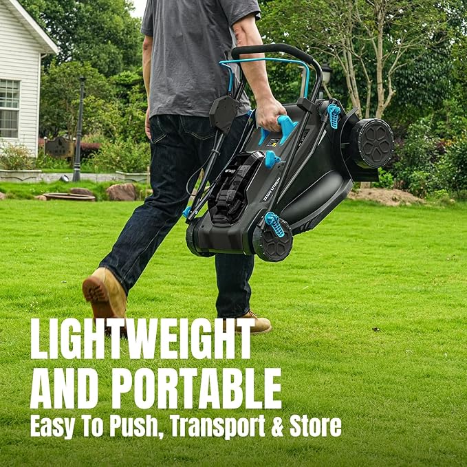 2x20V 18 inch Electric Lawn Mower Cordless, Brushless Push Lawn Mower with 6-Position Cutting Height Adjustment, 2x4.0Ah Battery & Dual Charger Included