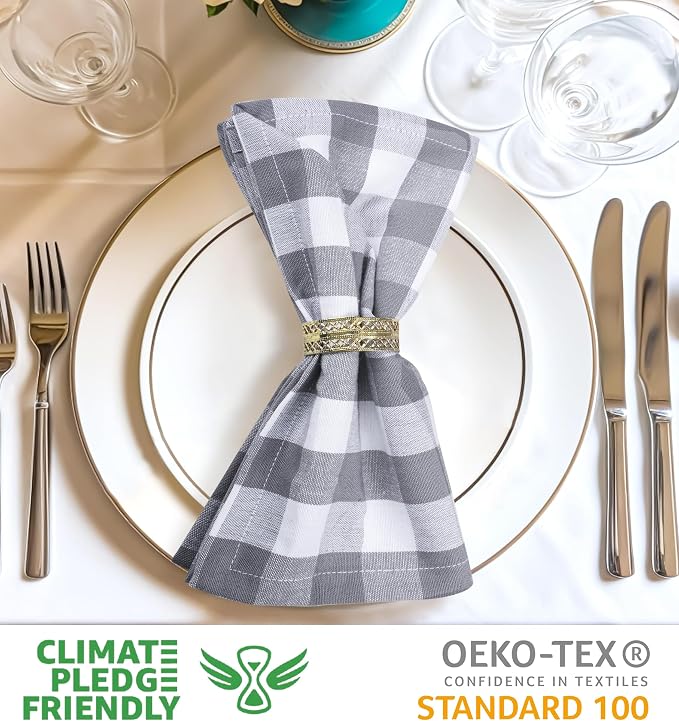 Urban Villa Cloth Napkins Cotton 20x20 (Set of 6) Grey
