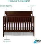Cape Cod 5-in-1 Convertible Crib in Espresso, Greenguard Gold Certified, 55x30x44.5 Inch (Pack of 1)