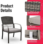 Pamapic Patio Table and Chairs Set, All-Weather Rattan Outdoor Table and Chairs with Removable Waterproof Cushions, Plastic-Wood Patio Dining Set for 4 with Umbrella Hole(Gray)