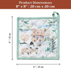 Maison d' Hermine Pot Holders 100% Cotton Potholders (8" x 8", Pack of 2) | Heat Resistant Hot Pads with Loop BBQ Cooking Baking Hotel Kitchen Handling Hot Pans Thanksgiving Christmas - Snowy World