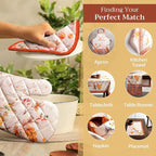 Maison d' Hermine Pot Holders 100% Cotton Potholders (8" x 8", Pack of 2) | Heat Resistant Hot Pads with Loop BBQ Cooking Baking Hotel Kitchen Handling Hot Pans Thanksgiving Christmas - Kelim - Prairie