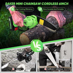 Saker Mini Chainsaw Cordless,6 Inch Chainsaw, Mini Electric Chainsaw Cordless Battery Powered,One-Hand Portable Chain Saw for Tree Trimming, Pruning&Wood Cutting, Gift for Men Dad Husband Father 2025