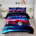 Axolotl Race Car Bedding Set Full Size,Boys Extreme Sports Comforter Set for Kids Boys Car Racing Gifts,Red Cool Car Comforter Car Sports Quilt Set 1 Comforter Set with 2 Pillowcase Car Racing Gifts