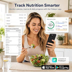 KitchenTour Smart Food Scale with Nutritional Calculator, Bluetooth App for Calorie & Macro Tracking, 24 Nutrients, 11lb/1g Stainless Steel Kitchen Scale