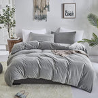 Wellboo Grey Velvet Comforter Sets Queen Size Women Men Solid Gray Fluffy Bedding Comforters Modern Dark Grey Plush Aesthetic Quilts Plain Gray Shaggy Dorm Blankets Minimalist Flannel Thick Sherpa Bed