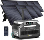 IEE 3200W Portable Power Station P3200 with 2x400W Solar Panel, 2048Wh Solar Generator, 1800W AC Charging, AC Outlets x 4, LiFePO4 Battery Power Station for Home Backup, Camping, RV, Emergency