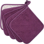100% Cotton Kitchen Everyday Basic Terry Pot Holder Heat Resistant Coaster Potholder for Cooking and Baking Set of 5 Grape