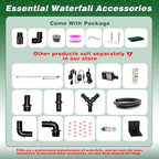 Waterfall Spillway, Stainless Steel Pool Fountain w/Top Open Lip & Pipe Connector Kits for Outdoor/Indoor Decorative, 35.4'' Pool Water Feature for Garden Patio, Backyard Koi Pond Decor