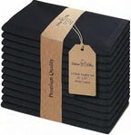 Urban Villa Cloth Napkins Cotton 20x20 (Set of 12) Black